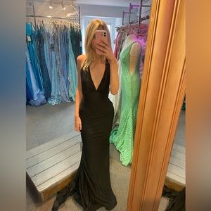 Black Jessica Angel Halter Prom Dress- style #378